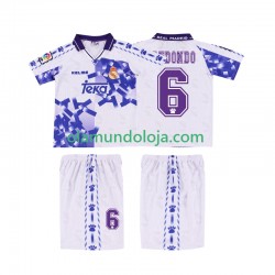 Camisola Real Madrid REDONDO 6 1996 1997 Retro Criança Equipamento Terceiro Manga Curta